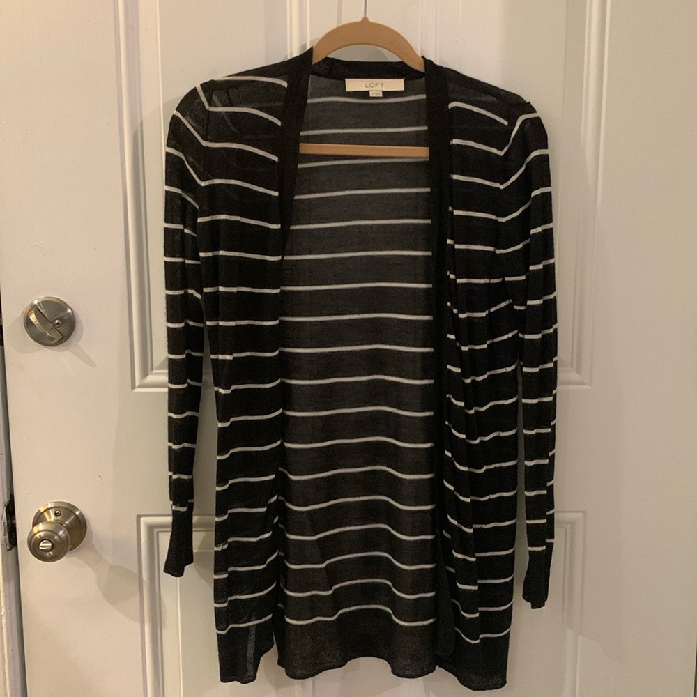 Sheer black striped cardigan